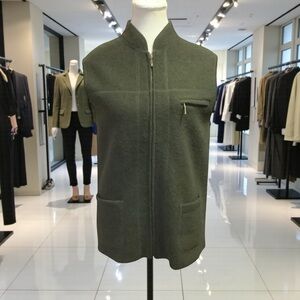 PENMANS 100% WOOL OLIVE GREEN ZIP-UP VEST WITH POCKETS/ Size M